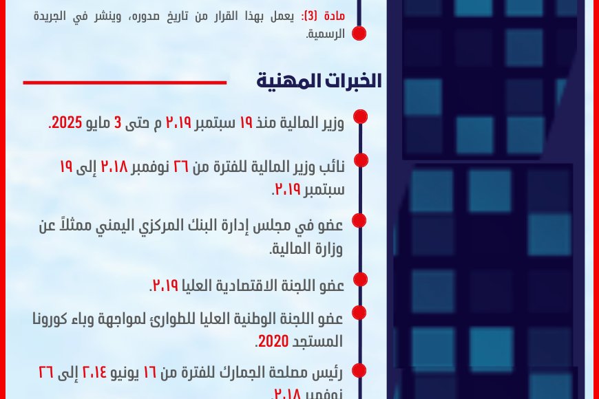 أنفوجرافيك (الأول) السيرة الذاتية للأستاذ سالم صالح سالم بن بريك رئيس مجلس الوزراء