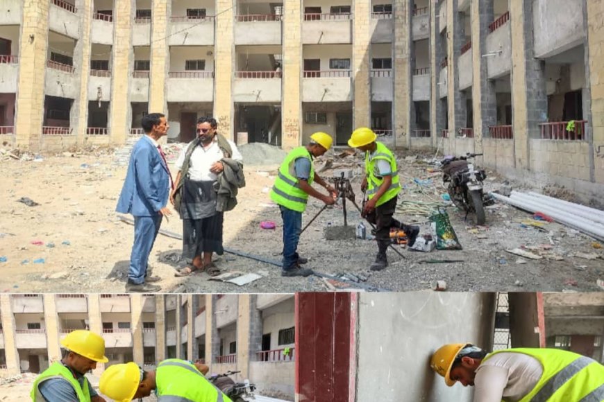 المشمر يتفقد سير العمل في استكمال مشروع بناء مدرسة 22 مايو بمنطقة عصيفرة