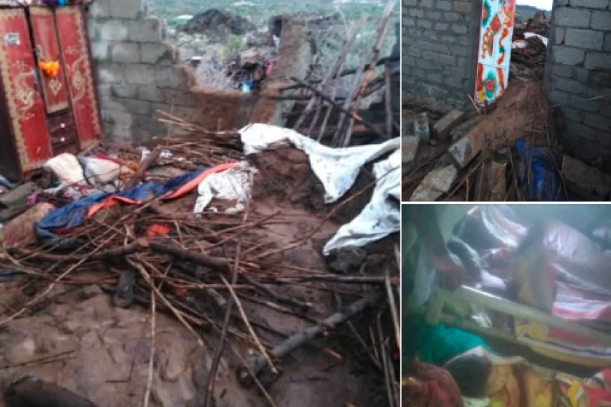 مأساة في حجة: وفاة ثلاثة أطفال وإصابة والدهم بسبب انهيار منزلهم جراء الأمطار