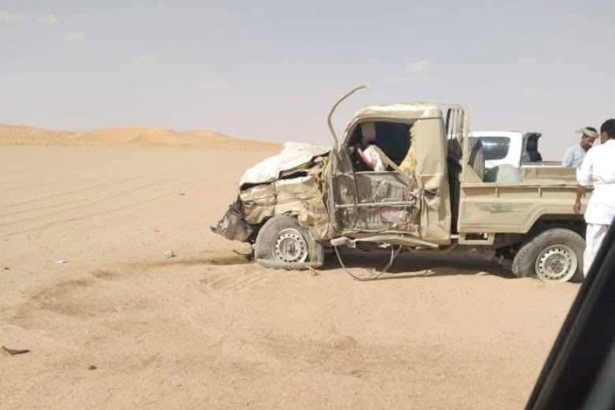 حادث تصادم في صحراء الجوف يودي بحياة أربعة من أسرة واحدة