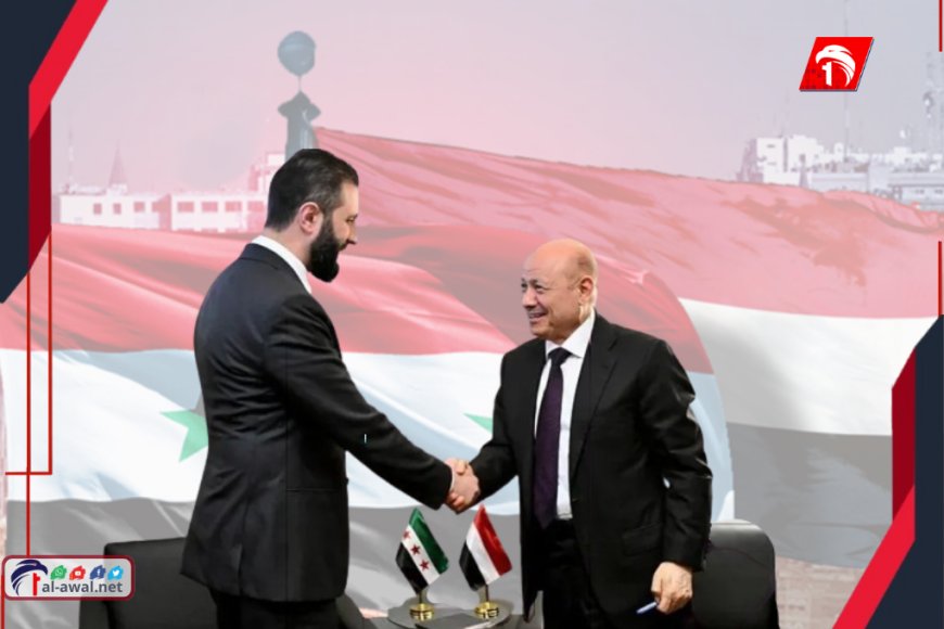 الرئيس العليمي يلتقي نظيره السوري الشرع ويؤكد دعم اليمن لوحدة سوريا