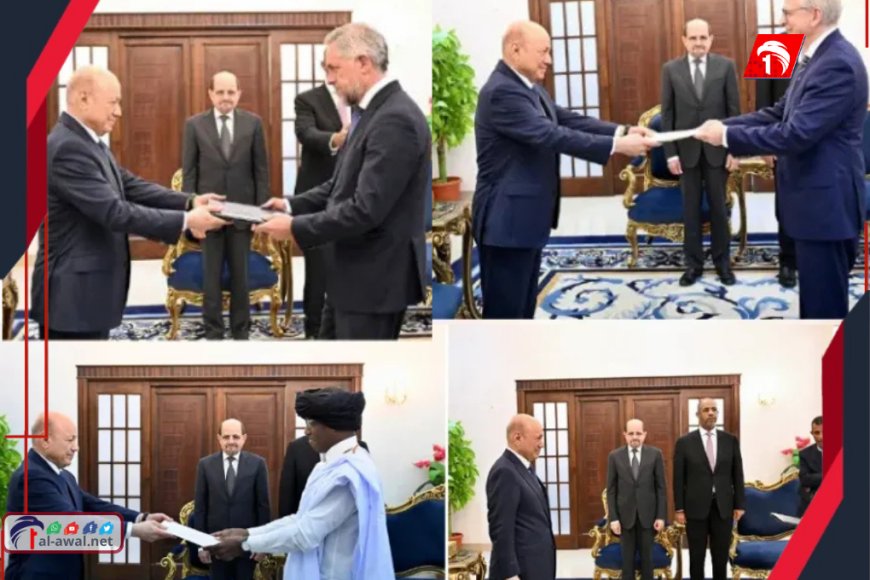 تحرك دبلوماسي واسع في عدن.. الرئيس العليمي يستقبل سفراء مصر وألمانيا والاتحاد الأوروبي