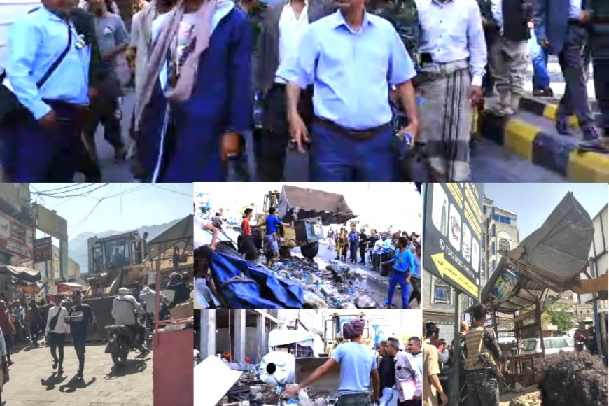 لليوم الثاني.. فرع الأشغال بـ«القاهرة» يواصل إزالة المخالفات في شوارع مدينة تعز