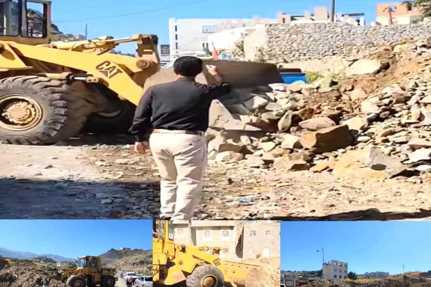 المشمر يتفقد حملة رفع مخلفات البناء في وادي القاضي بتعز