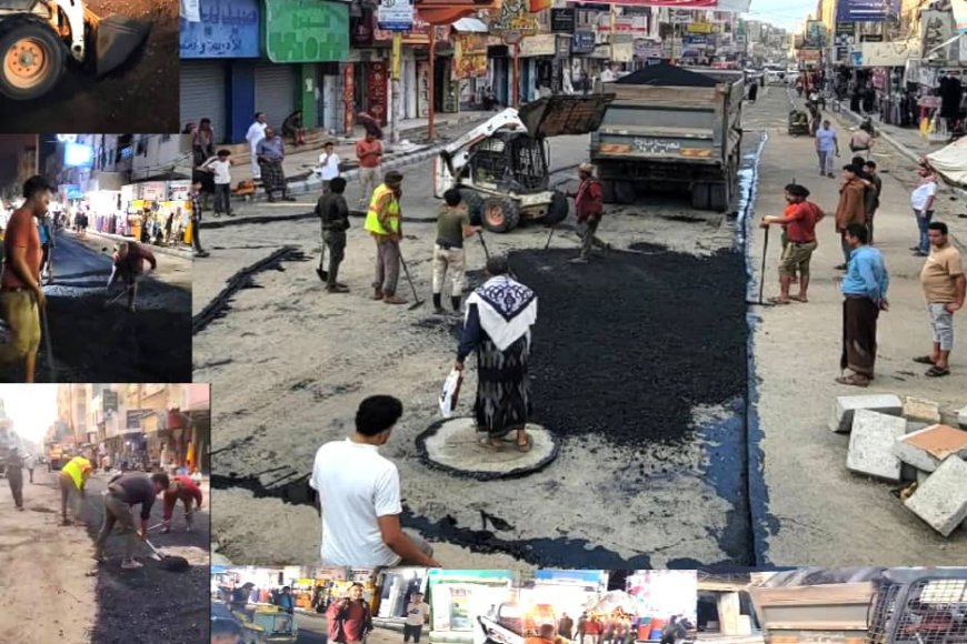 بتمويل محلي «القاهرة».. تنفيذ أعمال السفلته في شارع التحرير الأسفل بتعز