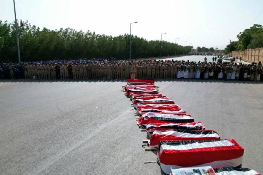 تشييع رسمي وشعبي لعدد من شهداء القوات المسلحة بمأرب