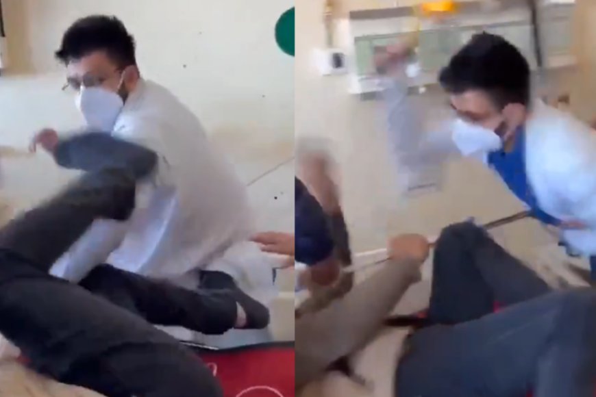 بالفيديو .. دكتور يعتدي على مريض بشكل جنوني و السبب صيغة الثاني في الكلام!