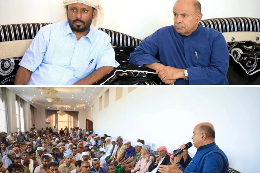 عضو مجلس القيادة الرئاسي محافظ حضرموت يلتقي قبائل نوح وعددًا من المناصب والمشايخ والمقادمة