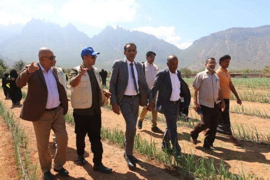 وفد وزارة الزراعة يقوم بزيارة ميدانية إلى مزرعة معنوفة بسقطرى