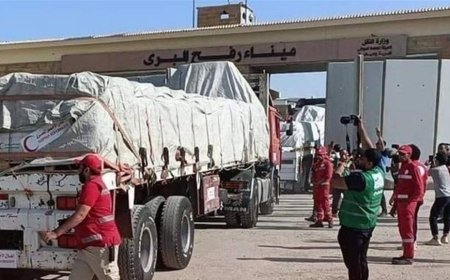 عبور 50 شاحنة جديدة محملة بالمساعدات معبر رفح