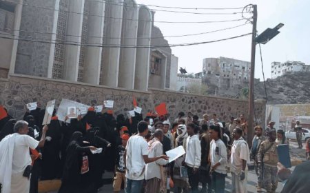 عدن ..احتجاجات أمام قصر معاشيق للمطالبة بالفصل في قضية مقتل الطفل الدابية