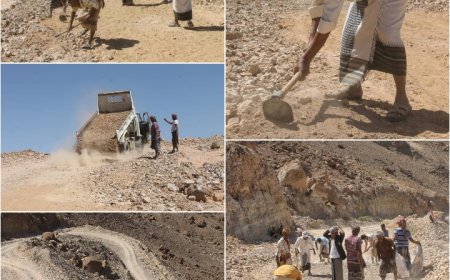 انتقالي حجر بحضرموت يدشن ترميم خط كنينه ونقيل (راس الخليف)