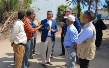 وفد ألماني يطلع على موقع مشروع إنشاء خزان مياه بمحطة البرزخ في عدن