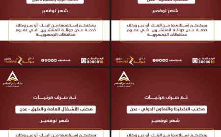 صرف مرتبات نوفمبر لعدد من المرافق الحكومية في محافظتي عدن وأبين عبر بنك عدن للتمويل الأصغر