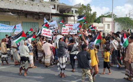 خروج مسيرة حاشدة في أبين تضامنًا مع غزة