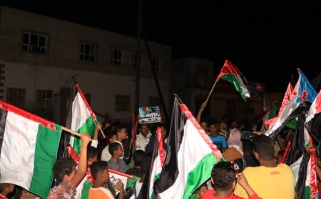 مـسيـرة حـاشـدة بمدينة الحامي بحضرموت تـضـامـناً مـع غـزة