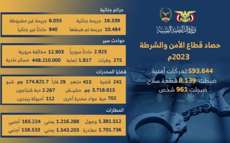 وزارة الداخلية تسجل 16 ألفا و 539 جريمة جنائية خلال العام المنصرم