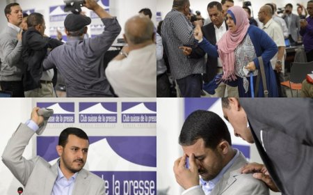 حادثة رجم شقيق عبدالملك الحوثي بالحذاء خلال مؤتمر صحفي في سويسرا تعود من للواجهة.. ما علاقة (ياسر اليماني)؟
