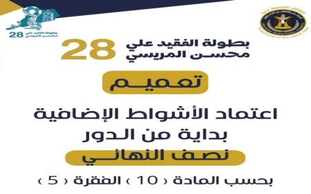 بطولة كأس المريسي الرمضانية 28.. اتحاد كرة القدم في العاصمة عدن يقر اعتماد أشواط إضافية بدء من النصف النهائي