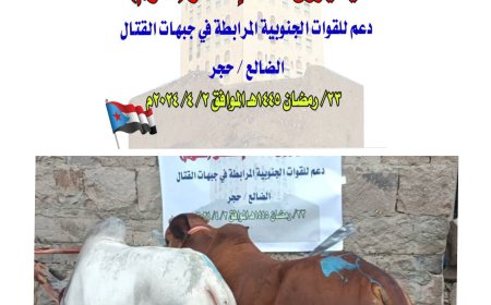 أهالي المعصر بالشعيب يسيرون قافلة إفطار (لحوم)دعما لجبهات القتال بالضالع