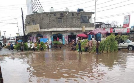 هطول أمطار غزيرة على عاصمة محافظة أبين
