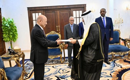 رئيس مجلس القيادة يتسلم في عدن اوراق اعتماد سفير مملكة البحرين