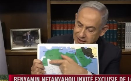 خريطة نتنياهو خلال مقابلة تلفزيونية تثير غضب المغاربة.. ما القصة؟(فيديو )