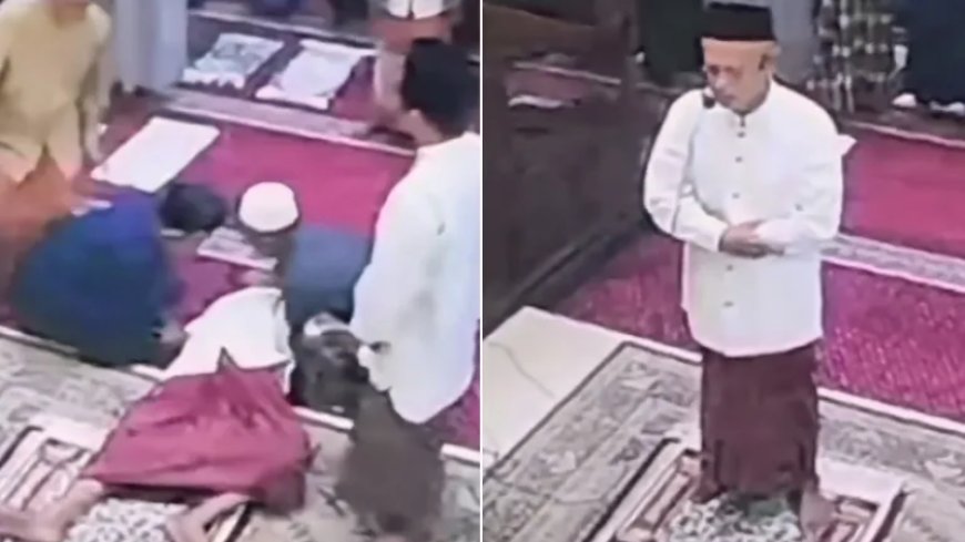 وفاة إمام مسجد أثناء الصلاة في أندونيسيا ( فيديو)