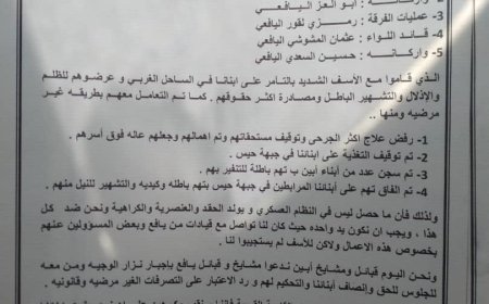 مشائخ وقبائل محافظة أبين يدينون المعاملة العنصرية لأبنائهم في جبهة الساحل الغربي ويهددون بالتصعيد(بيان)