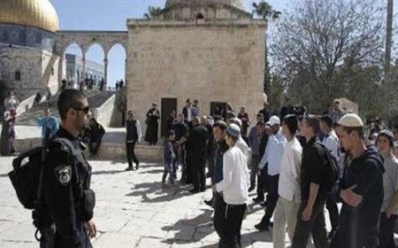 مستوطنون يقتحمون باحات الأقصى بحماية شرطة الاحتلال الإسرائيلي