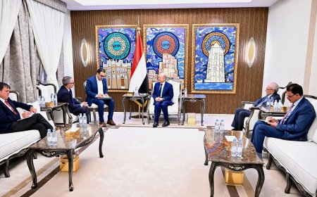 الرئيس العليمي يستقبل رئيس بعثة الاتحاد الاوروبي وسفير جمهورية المانيا الاتحادية