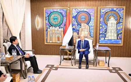 رئيس مجلس القيادة الرئاسي يستقبل القائم باعمال سفارة جمهورية الصين الشعبية