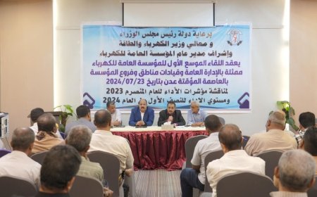 المؤسسة العامة للكهرباء تعقد اللقاء الموسع الأول للمناطق والفروع بعموم المحافظات المحررة