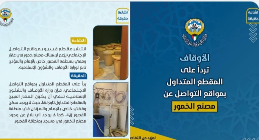 الكويت.. "الأوقاف" تكشف حقيقة وجود مصنع للكحول في مسجد