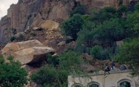 الصخور تدمر منازل في المحويت