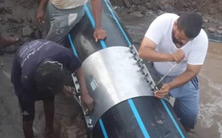 مؤسسة المياه بعدن تعلن الانتهاء من أعمال اصلاح كسر بخط المياه القادم من بئر احمد