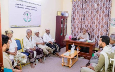 غيل باوزير : لقاء يجمع قيادات مؤتمر حضرموت الجامع، والجمعية الزراعية ولجان المعايين
