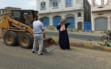 صندوق النظافة بتعز يدشن أعمال تحسين شارع الاربعين