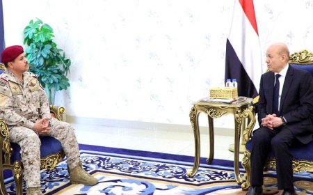 رئيس مجلس القيادة يستقبل قائد قوات الدعم والاسناد في تحالف دعم الشرعية