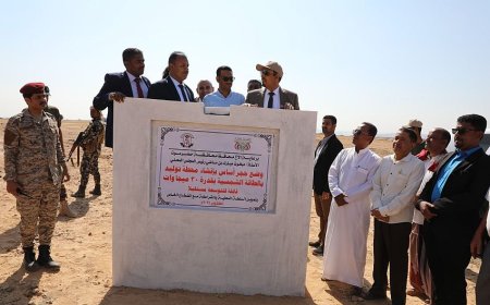 محافظ حضرموت يضع حجر الأساس لمشروع إنشاء محطة توليد بالطاقة الشمسية لتعزيز كهرباء الوادي