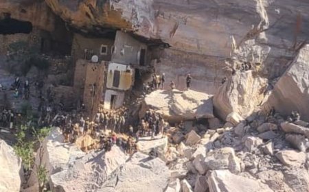 فاجعة بالصور.. انهيارات صخرية مرعبة تقتل 7 مواطنين في المحويت