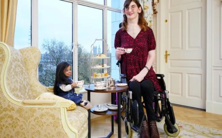 لقاء أطول فتاة في العالم بأقصر فتاة في العالم ( فيديو)