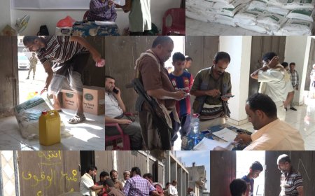 برعاية طارق صالح وبدعم إماراتي.. خلية الأعمال الإنسانية في المقاومة الوطنية توزع 4000 سلة غذائية لنازحي "البيضاء" في عدن