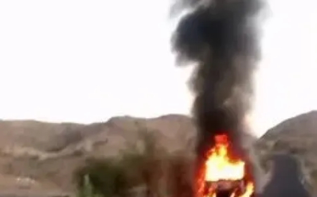 حريق يلتهم شاحنة محملة في البيضاء بعد 24 ساعة من حريق مماثل في ذمار