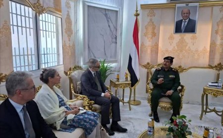 وزير الداخلية حيدان يلتقي وفد الاتحاد الاوروبي في عدن