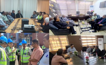 مكتب رئاسة الجمهورية في زيارة رسمية لهيئة المنطقة الحرة وميناء وجمرك المنطقة الحرة عدن