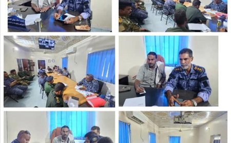 مدير أمن الشحر : يعقد اجتماعاً موسعاً لمناقشة التقارير السنوية في المراكز والأقسام