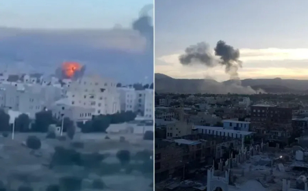 انفجارات عنيفة.. غارات جوية تستهدف مخازن أسلحة في صنعاء وأمريكا تعلن