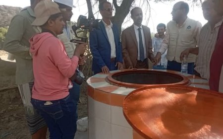 افتتاح مشروع مياه لمنطقة البيضاء بطورالباحة محافظة لحج