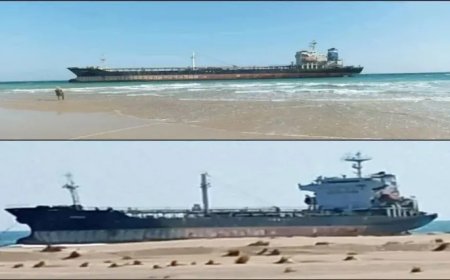 كارثة بيئية جديدة.. جنوح سفينة تحمل مشتقات نفطية على سواحل شبوة